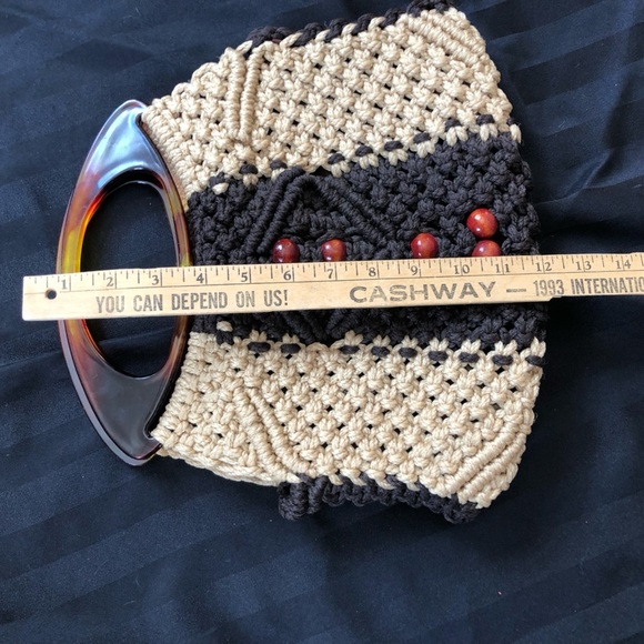 Vtg Handmade Macrame Purse - Picture 9 of 15
